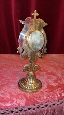Reliquary - Relic St. Ann style Baroque en Brass / Bronze / Glass, France 19 th century ( Anno 1875 )