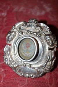 Reliquary / Relic. St. Petrus Ap. Original Documentation style Baroque en Holder Silver, Italy 18 th century