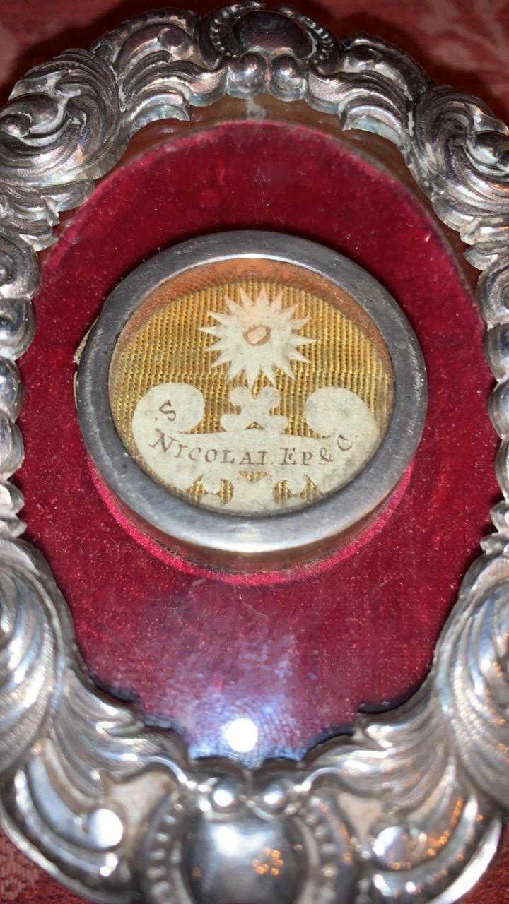 1 Baroque Reliquary (Silver} With Relic St. Nicholas Ep. (Myra) / No Document Relic 19th Cent.