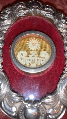 1 Baroque Reliquary (Silver} With Relic St. Nicholas Ep. (Myra) / No Document Relic 19th Cent.