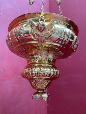 Sanctuary Lamp style Baroque en Brass  / Polished and Varnished, France 19 th century ( Anno 1840 )