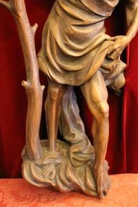 St. Christoph Statue style Baroque en hand-carved wood, Southern Germany 20th century