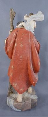 St. Christoph Statue  style Baroque en hand-carved wood polychrome, Southern Germany 20th century