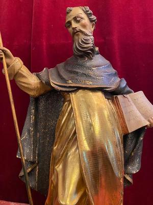 St. Dominic style Baroque en hand-carved wood polychrome, Spain 17 th century