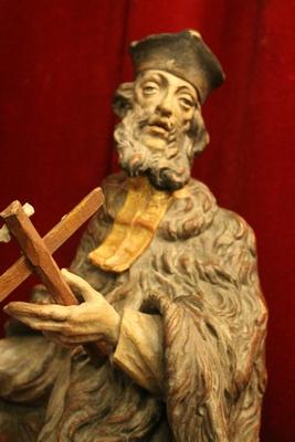 St. Johannes Nepomucenus style Baroque en hand-carved wood polychrome, Southern Germany 20th century