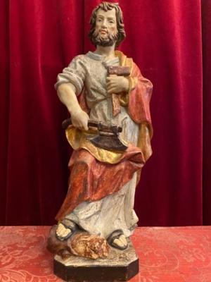 St. Joseph Statue  style Baroque en wood polychrome, Southern Germany 20th century