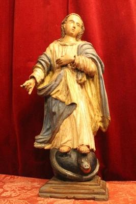 St. Mary Immaculata Conceptionis style Baroque en fully hand-carved wood polychrome, Germany 18 th century