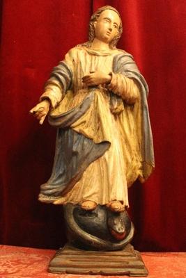 St. Mary Immaculata Conceptionis style Baroque en fully hand-carved wood polychrome, Germany 18 th century