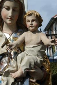 St. Mary Statue With Child style Baroque en fully hand-carved wood / polychrome / gilt, Germany 19th century