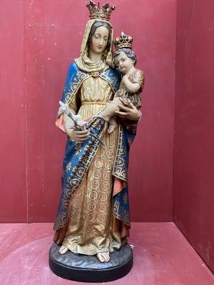 St. Mary With Child style Baroque en Plaster polychrome, BELGIUM 19 th century ( Anno 1865 )