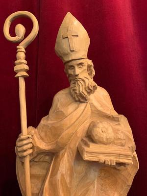 St. Nicolas Statue style Baroque en Carved Wood, Southern Germany 20th century (Anno 1995)