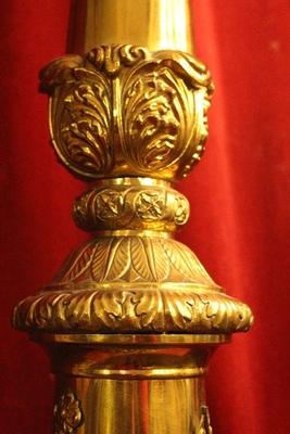 Stunning Pascal Candle Holder style Baroque en Brass / Gilt, Belgium 19 th century ( anno 1845 )