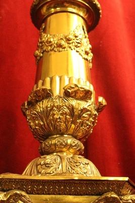 Stunning Pascal Candle Holder style Baroque en Brass / Gilt, Belgium 19 th century ( anno 1845 )