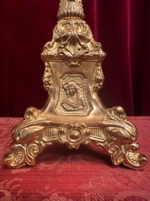 Altar - Cross style Baroque - Style en Brass / Bronze / Polished and Varnished, Belgium  19 th century ( Anno 1875 )