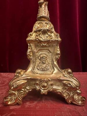 Altar - Cross style Baroque - Style en Brass / Bronze / Polished and Varnished, Belgium  19 th century ( Anno 1875 )