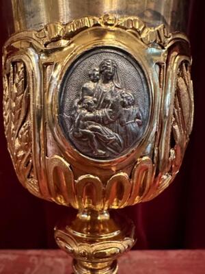 Chalice style Baroque - Style en Full - Silver / Gilt / Medallions /  Silver Marks Present, France 19 th century ( Anno 1845 )