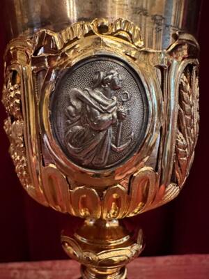 Chalice style Baroque - Style en Full - Silver / Gilt / Medallions /  Silver Marks Present, France 19 th century ( Anno 1845 )