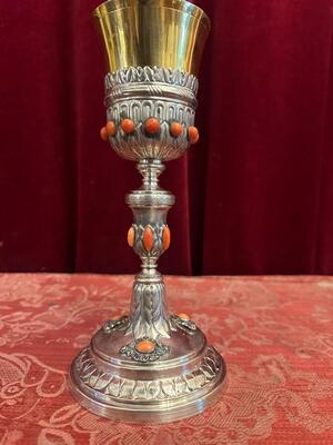 Chalice style Baroque - Style en Silver / Gilted Cuppa / Red Coral , Sicily - Italy  18 th century
