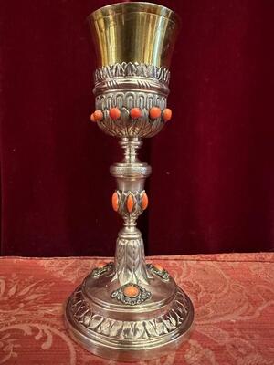 Chalice style Baroque - Style en Silver / Gilted Cuppa / Red Coral , Sicily - Italy  18 th century