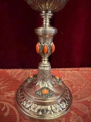 Chalice style Baroque - Style en Silver / Gilted Cuppa / Red Coral , Sicily - Italy  18 th century