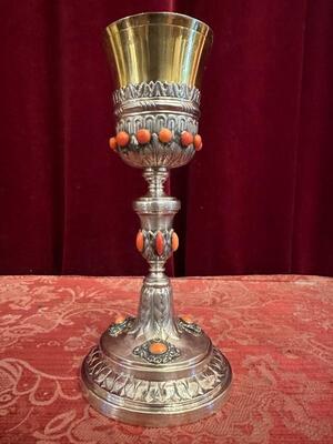 Chalice style Baroque - Style en Silver / Gilted Cuppa / Red Coral , Sicily - Italy  18 th century