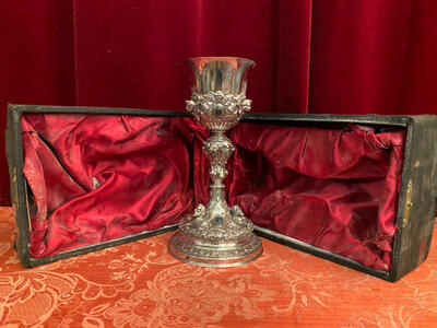 Chalice With Original Case style Baroque - Style en Full - Silver 900/1000 / Stones, Italy  19th century ( anno 1840 )