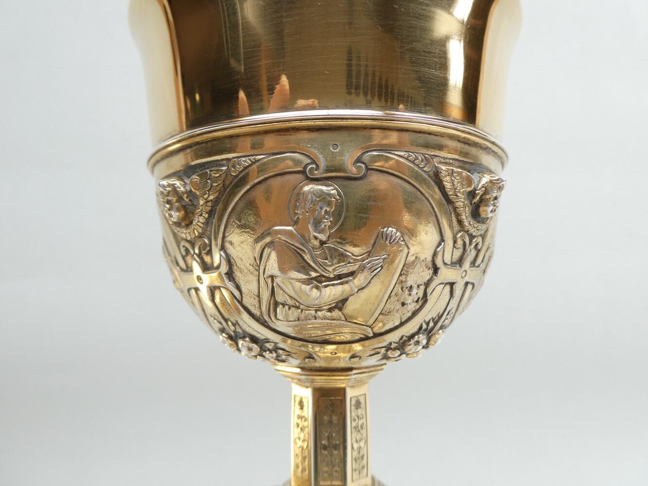 1 Baroque - Style Chalice With Original Case Paten & Spoon.