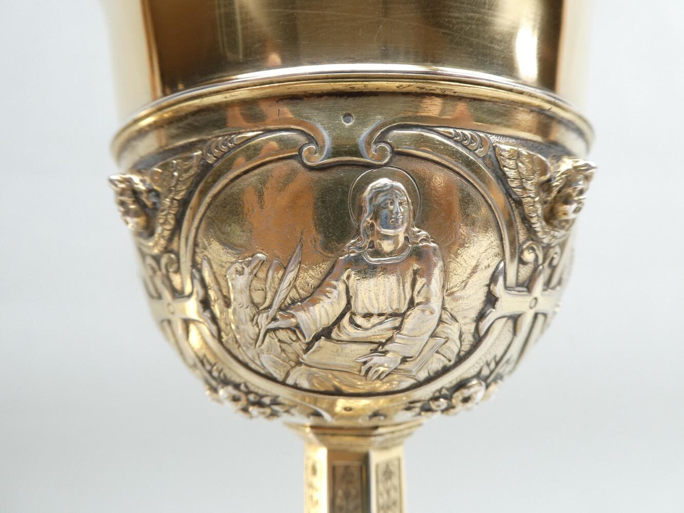 1 Baroque - Style Chalice With Original Case Paten & Spoon.