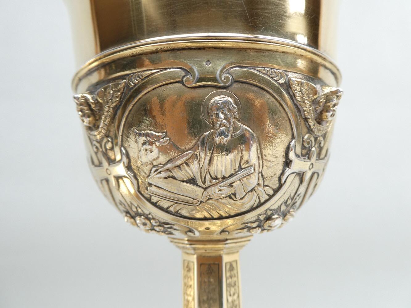 1 Baroque - Style Chalice With Original Case Paten & Spoon.