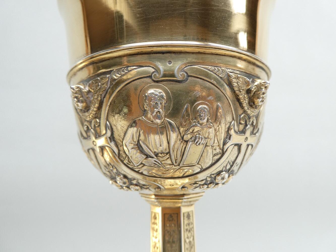 1 Baroque - Style Chalice With Original Case Paten & Spoon.