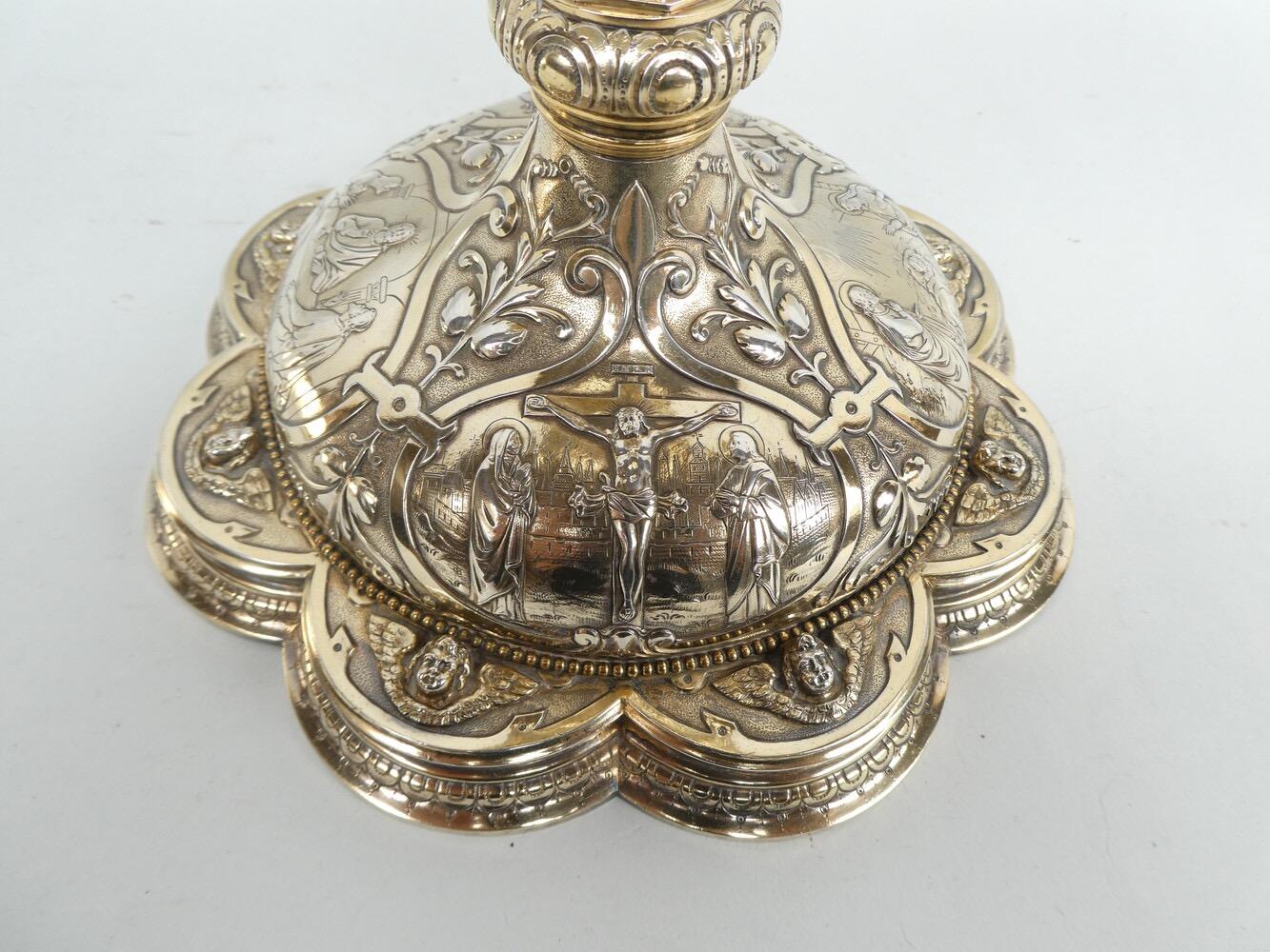 1 Baroque - Style Chalice With Original Case Paten & Spoon.