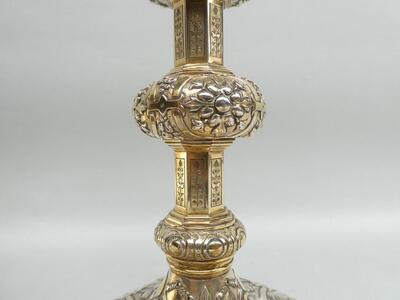 Chalice With Original Case Paten & Spoon. style Baroque - Style en Full - Silver, Belgium  19 th century