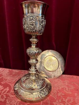 Chalice With Original Paten style Baroque - Style en Full - Silver / Silver Marks Present, Belgium  19 th century ( Anno 1820 )