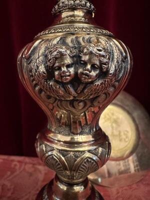 Chalice With Original Paten style Baroque - Style en Full - Silver / Silver Marks Present, Belgium  19 th century ( Anno 1820 )