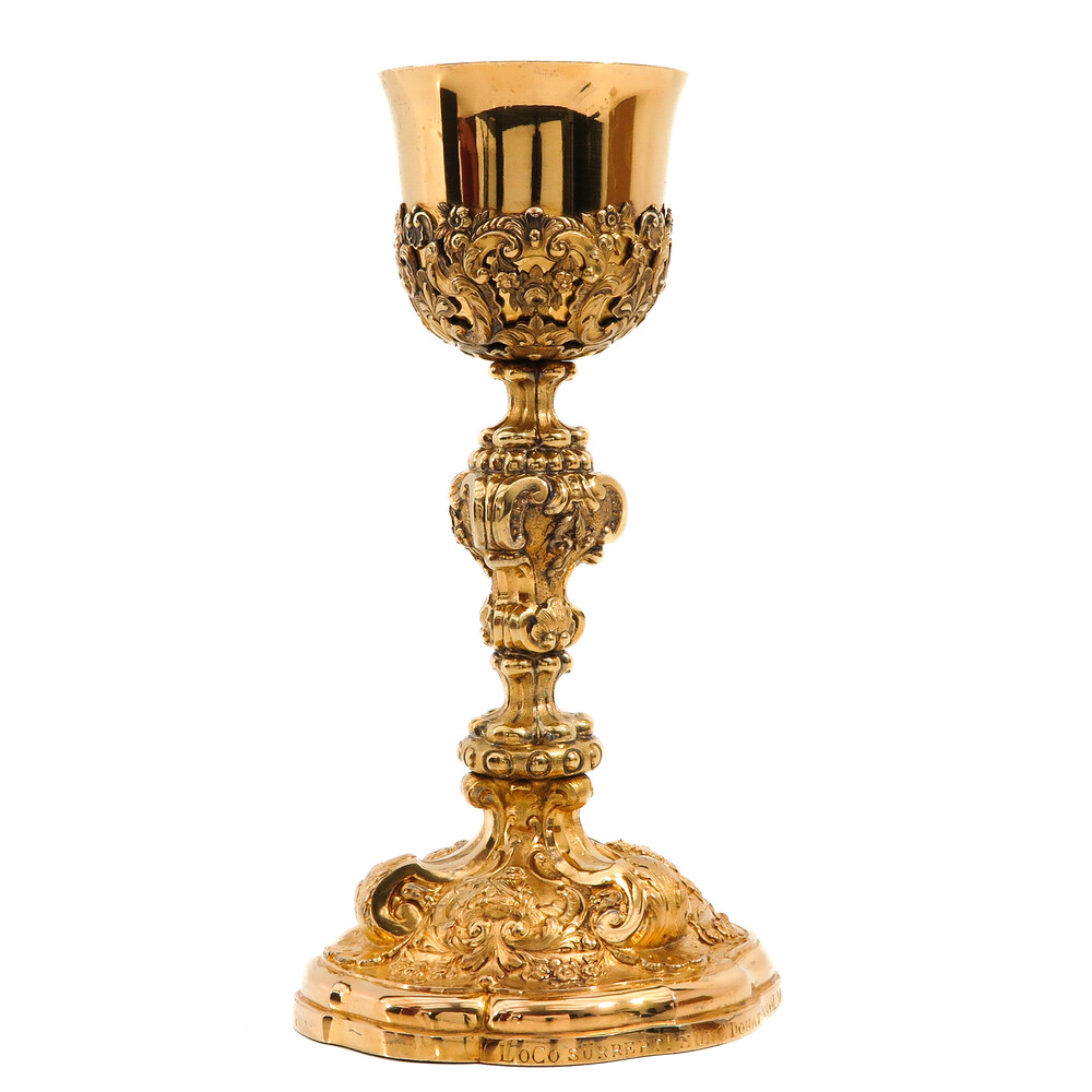 1 Baroque - Style Chalice With Original Paten & Spoon.