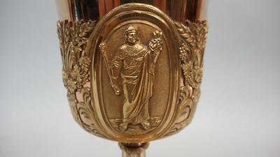 Chalice With Original Paten & Spoon.. style Baroque - Style en Full - Silver Gilt, Belgium 19 th century
