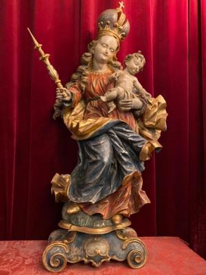 Crescent Moon Madona & Child style BAROQUE-STYLE en Fully Hand - Carved Wood , Austria 20th Century