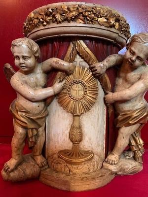 Cylinder Tabernacle style Baroque - Style en Fully hand-carved wood polychrome, Belgium 18 th century ( Anno 1740 )