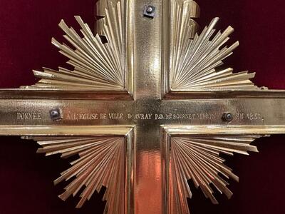 Exceptional Processional Cross style Baroque - Style en Bronze / Polished and Varnished, France 19 th century ( Anno 1851 )