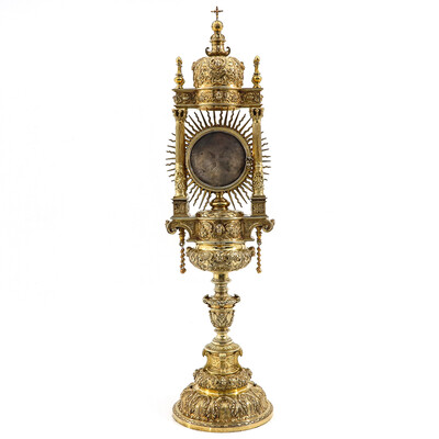 Exceptional Reliquary Relic Of The True Cross style Baroque - Style en Full - Silver / Stones / Diamonds, Belgium  18 th century