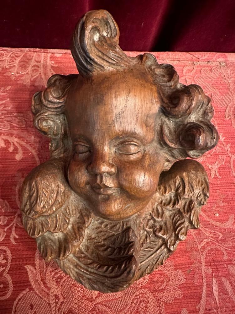 1 Baroque - Style Handcarved Wooden Angel Head