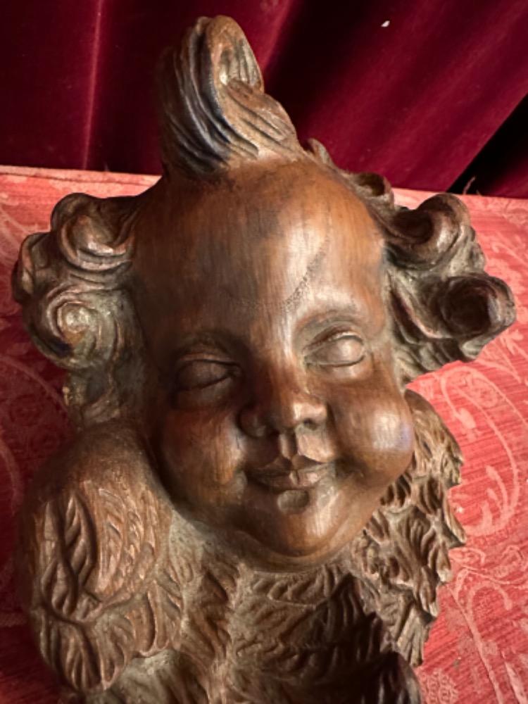 1 Baroque - Style Handcarved Wooden Angel Head