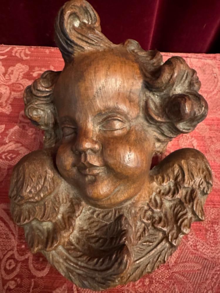 1 Baroque - Style Handcarved Wooden Angel Head