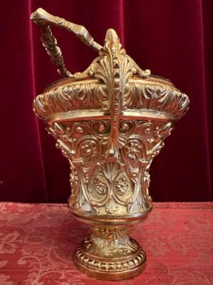 Holy Water Holder Measures Without Handle style Baroque - Style en Bronze / Polished and Varnished, Belgium  19 th century ( Anno 1865 )