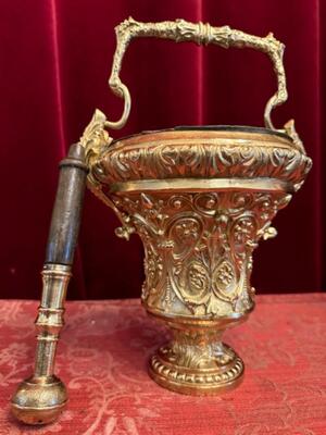 Holy Water Holder Measures Without Handle style Baroque - Style en Bronze / Polished and Varnished, Belgium  19 th century ( Anno 1865 )
