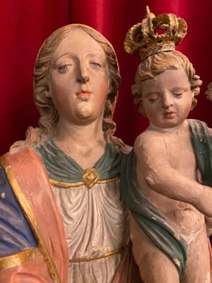 Madonna & Child style BAROQUE-STYLE  en Fully Hand - Carved Wood , Italy  18 th century ( Anno 1890 )