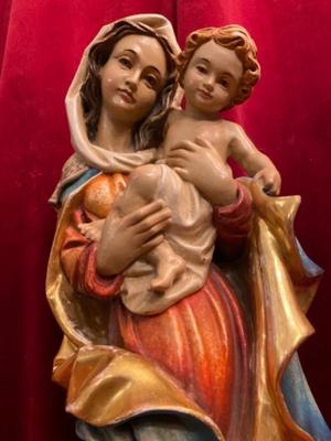 Madonna & Child  style BAROQUE-STYLE en Carved Wood Polychrome, Southern Germany 20 th century