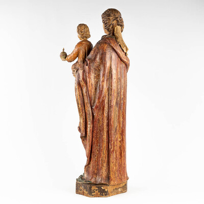 Madonna & Child style Baroque - Style en Hand - Carved Wood , Belgium  17 th / 18 th century ( Anno 1700 )