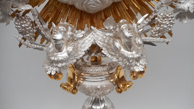 Monstrance.  style Baroque - Style en Full - Silver / Glass / Stones, Belgium 18 th century