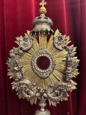 Monstrance  style Baroque - Style en Mainly Full - Silver / Stones, Belgium  18 th century ( Anno 1790 )